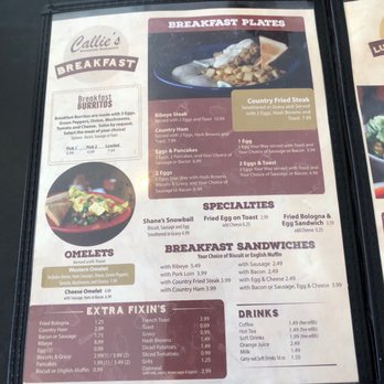 Callie’s Homestyle Restaurant menu 1