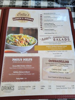 Callie’s Homestyle Restaurant menu 2